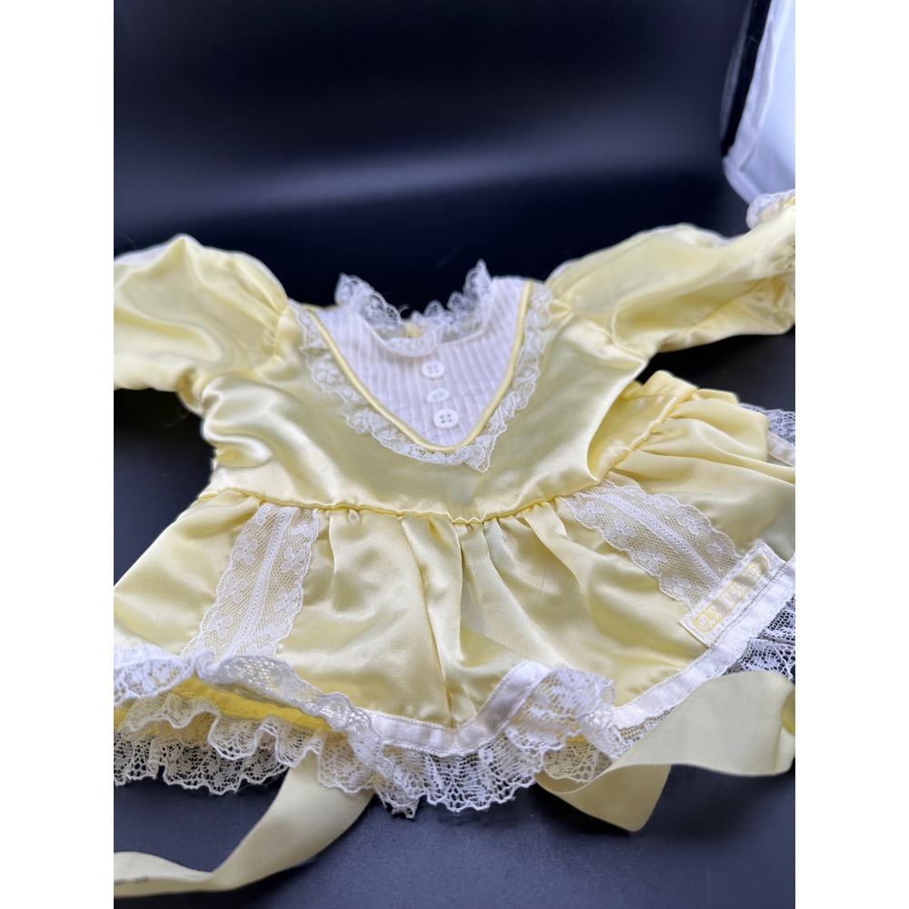 Cabbage Patch Kids Twins satin yellow white fancy dress Coleco doll clothes-2